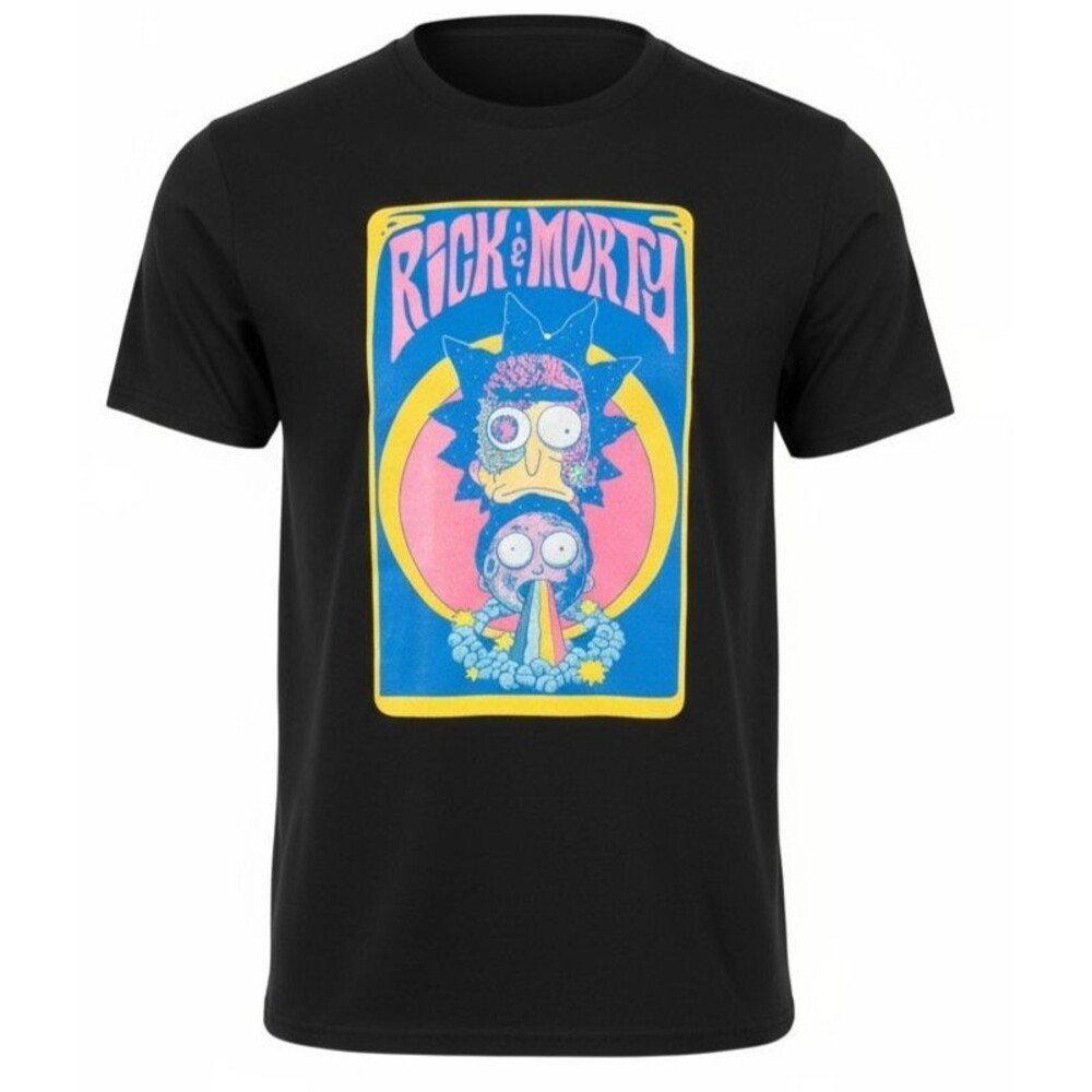 Rick And Morty Shirt Mens XL Black Adult Swim Trippy Psychedelic Streetwear